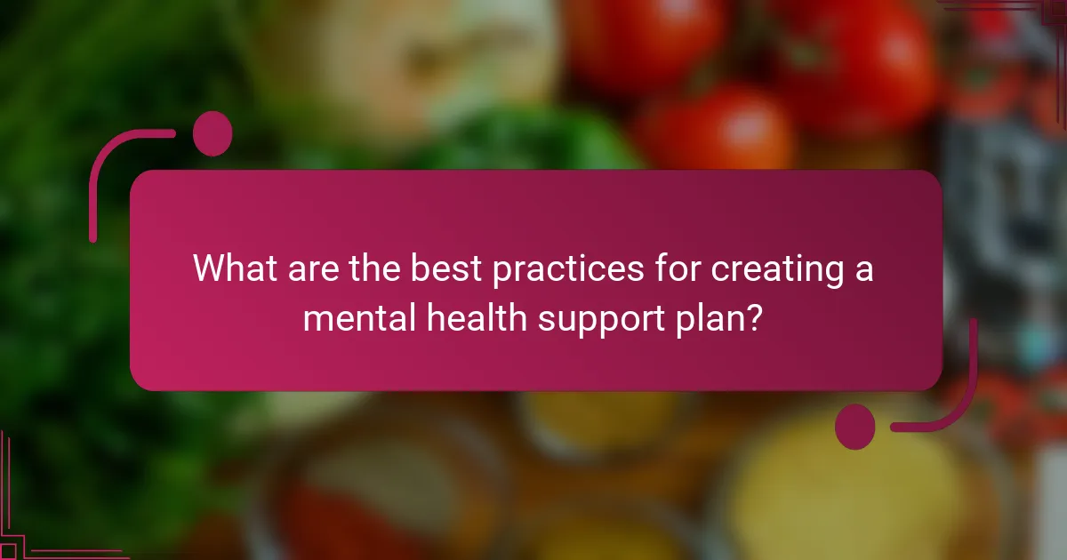 What are the best practices for creating a mental health support plan?