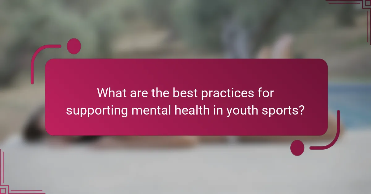 What are the best practices for supporting mental health in youth sports?