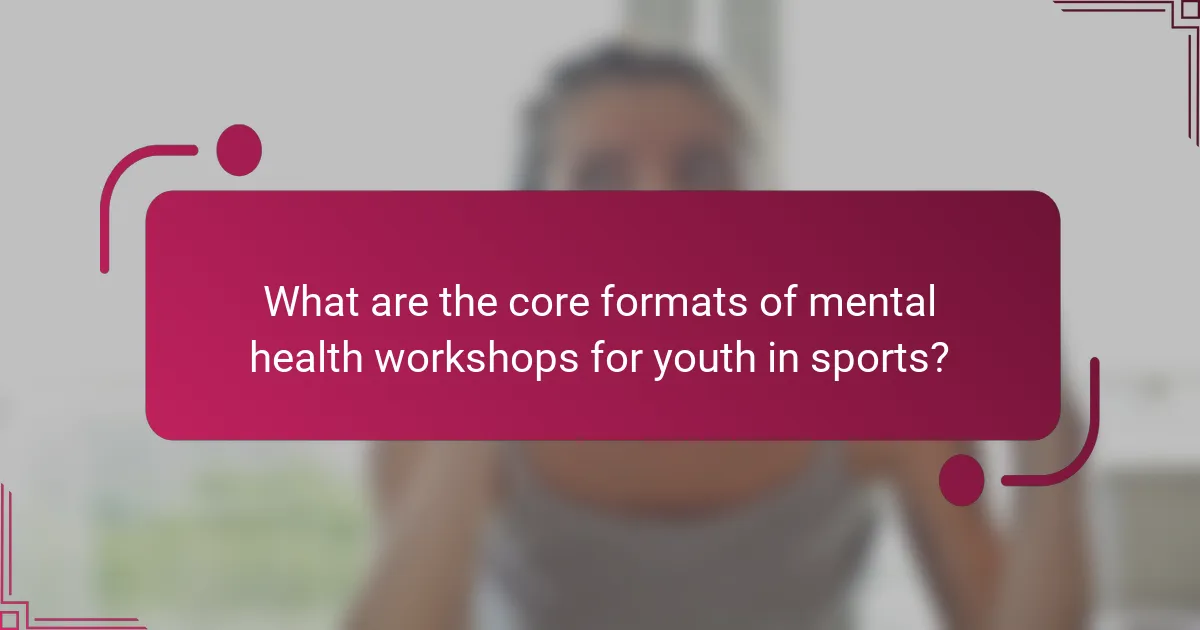 What are the core formats of mental health workshops for youth in sports?