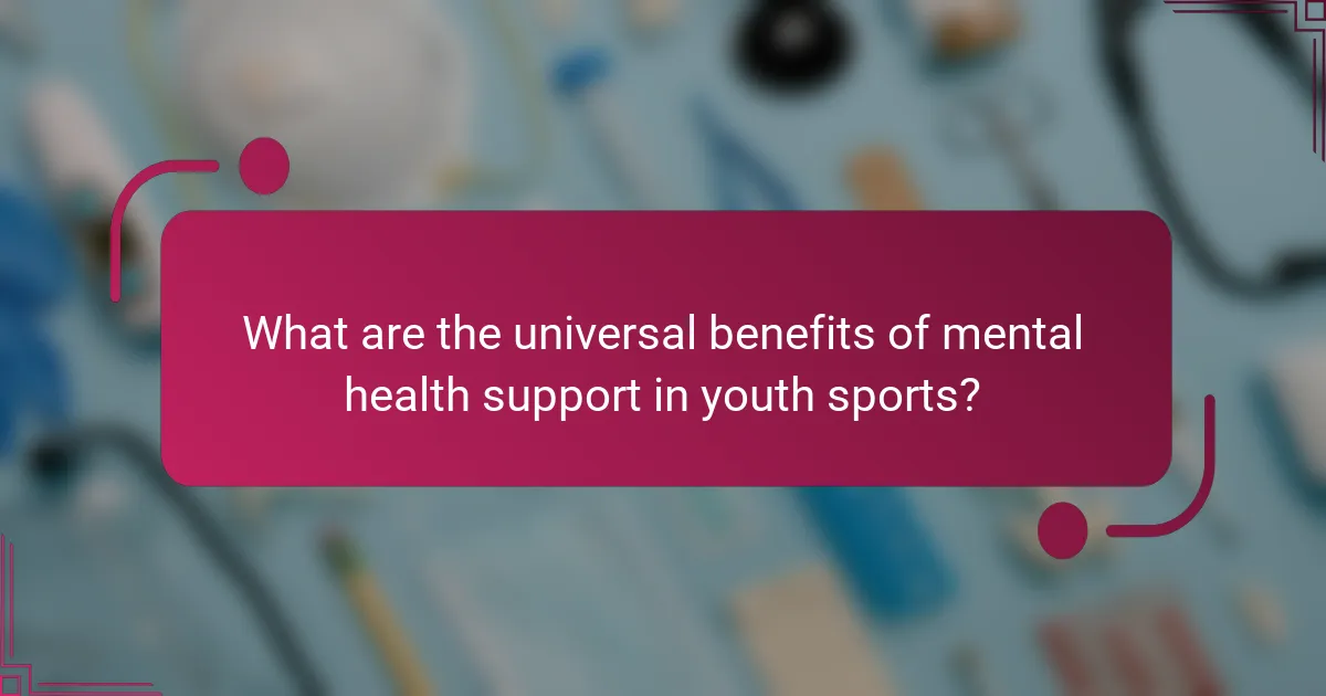 What are the universal benefits of mental health support in youth sports?