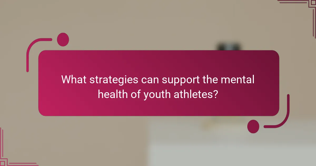 What strategies can support the mental health of youth athletes?