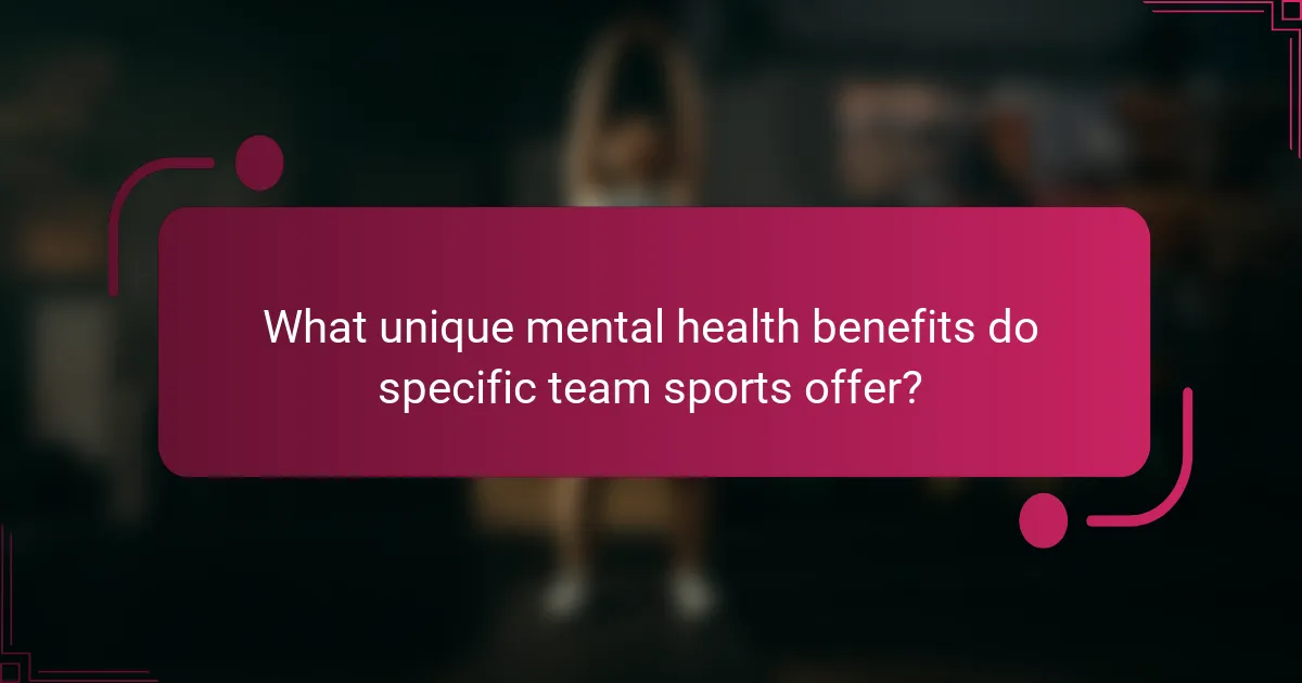 What unique mental health benefits do specific team sports offer?