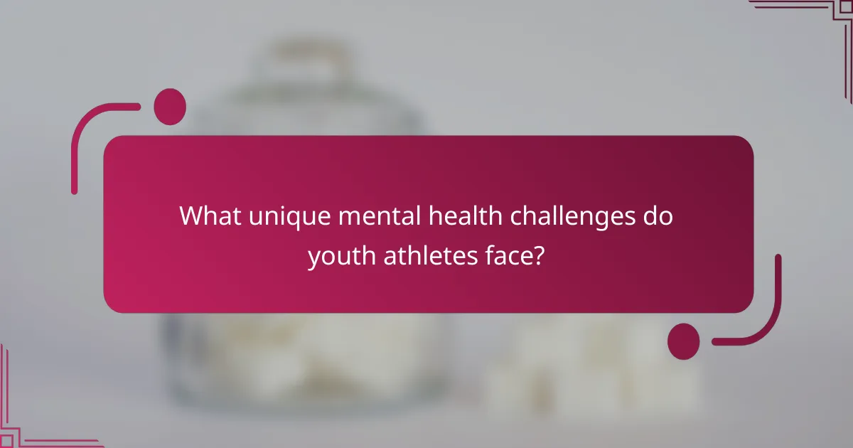 What unique mental health challenges do youth athletes face?
