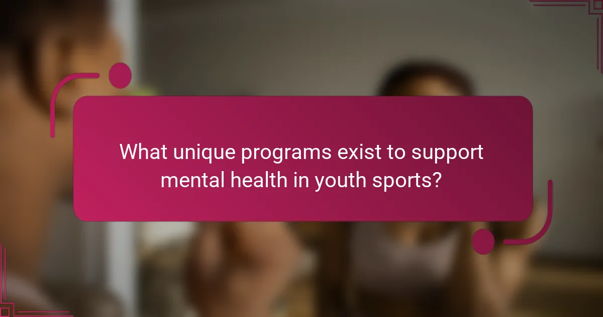What unique programs exist to support mental health in youth sports?