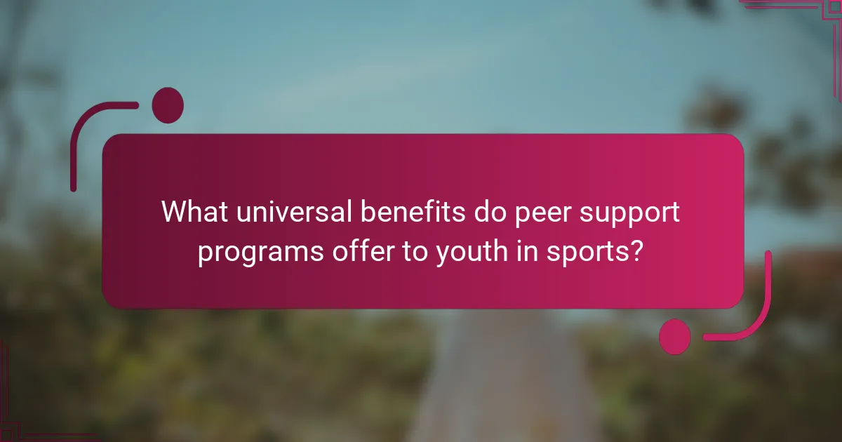 What universal benefits do peer support programs offer to youth in sports?