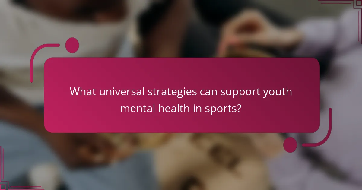 What universal strategies can support youth mental health in sports?